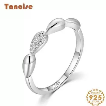 Tancise Classic стерлингового серебра 925 пробы кольцо с цирконом женские ювелирные изделия свадебное обещание вечерние подарок 5 серебряный