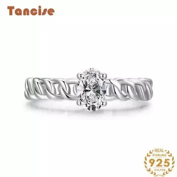Tancise Classic стерлингового серебра 925 пробы кольцо с цирконом женские ювелирные изделия свадебное обещание вечерние подарок 5 серебряный