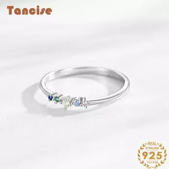 Tancise Classic стерлингового серебра 925 пробы кольцо с цирконом женские ювелирные изделия свадебное обещание вечерние подарок 5 разноцветный