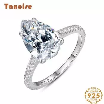 Tancise Classic стерлингового серебра 925 пробы кольцо с цирконом женские ювелирные изделия свадебное обещание вечерние подарок 5 серебряный