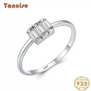 Tancise Classic стерлингового серебра 925 пробы кольцо с цирконом женские ювелирные изделия свадебное обещание вечерние подарок 5 серебряный