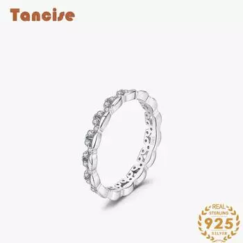 Tancise Classic стерлингового серебра 925 пробы кольцо с цирконом женские ювелирные изделия свадебное обещание вечерние подарок 5 серебряный