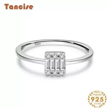 Tancise Classic стерлингового серебра 925 пробы кольцо с цирконом женские ювелирные изделия свадебное обещание вечерние подарок 5 серебряный