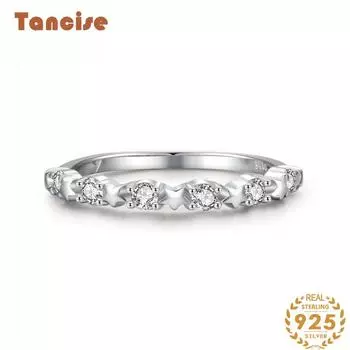 Tancise Classic стерлингового серебра 925 пробы кольцо с цирконом женские ювелирные изделия свадебное обещание вечерние подарок 5 серебряный
