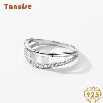 Tancise Classic стерлингового серебра 925 пробы кольцо с цирконом женские ювелирные изделия свадебное обещание вечерние подарок 5 серебряный