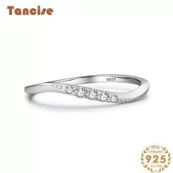 Tancise Classic стерлингового серебра 925 пробы кольцо с цирконом женские ювелирные изделия свадебное обещание вечерние подарок 5 серебряный