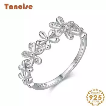 Tancise Classic стерлингового серебра 925 пробы кольцо с цирконом женские ювелирные изделия свадебное обещание вечерние подарок 5 серебряный