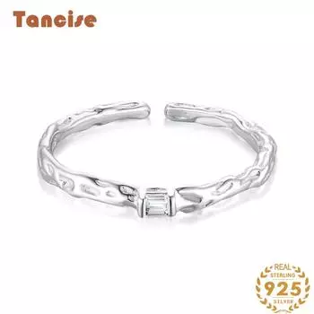Tancise Classic стерлингового серебра 925 пробы кольцо с цирконом женские ювелирные изделия свадебное обещание вечерние подарок Open