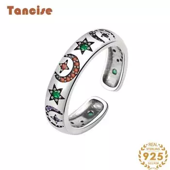 Tancise Classic стерлингового серебра 925 пробы кольцо с цирконом женские ювелирные изделия свадебное обещание вечерние подарок