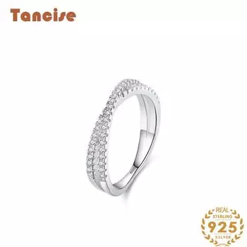 Tancise Classic стерлингового серебра 925 пробы кольцо с цирконом женские ювелирные изделия свадебное обещание вечерние подарок 5 серебряный