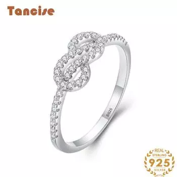 Tancise Classic стерлингового серебра 925 пробы кольцо с цирконом женские ювелирные изделия свадебное обещание вечерние подарок 5 серебряный