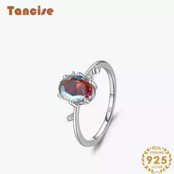 Tancise Classic стерлингового серебра 925 пробы кольцо с цирконом женские ювелирные изделия свадебное обещание вечерние подарок 5 серебряный