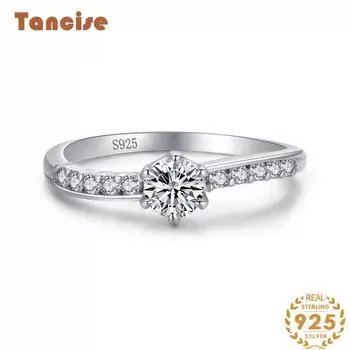Tancise Classic стерлингового серебра 925 пробы кольцо с цирконом женские ювелирные изделия свадебное обещание вечерние подарок 5 серебряный