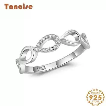 Tancise Classic стерлингового серебра 925 пробы кольцо с цирконом женские ювелирные изделия свадебное обещание вечерние подарок 5 серебряный