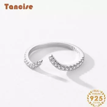 Tancise Classic стерлингового серебра 925 пробы кольцо с цирконом женские ювелирные изделия свадебное обещание вечерние подарок 5 серебряный