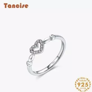 Tancise Classic стерлингового серебра 925 пробы кольцо с цирконом женские ювелирные изделия свадебное обещание вечерние подарок 5 серебряный