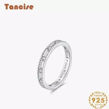 Tancise Classic стерлингового серебра 925 пробы кольцо с цирконом женские ювелирные изделия свадебное обещание вечерние подарок 5 серебряный