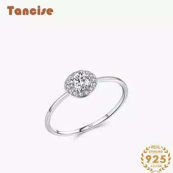 Tancise Classic стерлингового серебра 925 пробы кольцо с цирконом женские ювелирные изделия свадебное обещание вечерние подарок 5 серебряный