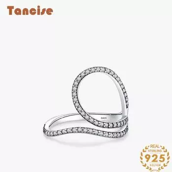 Tancise Classic стерлингового серебра 925 пробы кольцо с цирконом женские ювелирные изделия свадебное обещание вечерние подарок 5 серебряный
