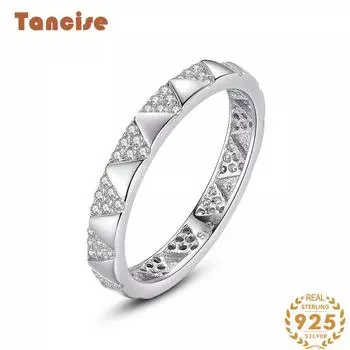 Tancise Classic стерлингового серебра 925 пробы кольцо с цирконом женские ювелирные изделия свадебное обещание вечерние подарок 5 серебряный
