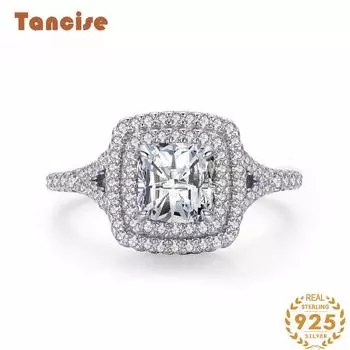 Tancise Classic стерлингового серебра 925 пробы кольцо с цирконом женские ювелирные изделия свадебное обещание вечерние подарок 5 серебряный