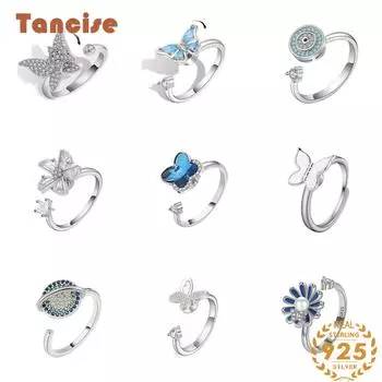 Tancise Classic стерлингового серебра 925 пробы кольцо с цирконом женские ювелирные изделия свадебное обещание вечерние подарок PNJ503 золотой