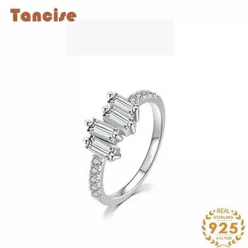 Tancise Classic стерлингового серебра 925 пробы кольцо с цирконом женские ювелирные изделия свадебное обещание вечерние подарок 5 серебряный