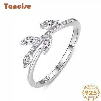Tancise Classic стерлингового серебра 925 пробы кольцо с цирконом женские ювелирные изделия свадебное обещание вечерние подарок 5 серебряный