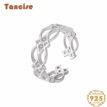 Tancise Classic стерлингового серебра 925 пробы кольцо с цирконом женские ювелирные изделия свадебное обещание вечерние подарок серебряный