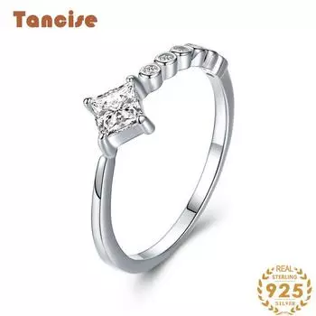 Tancise Classic стерлингового серебра 925 пробы кольцо с цирконом женские ювелирные изделия свадебное обещание вечерние подарок 5 серебряный