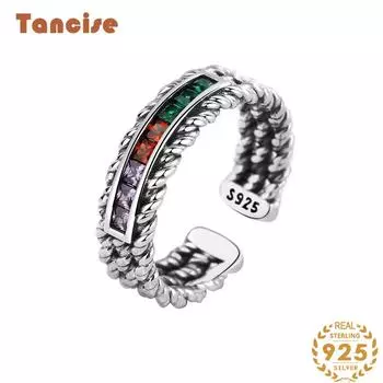 Tancise Classic стерлингового серебра 925 пробы кольцо с цирконом женские ювелирные изделия свадебное обещание вечерние подарок