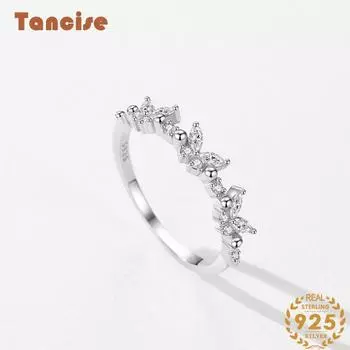 Tancise Classic стерлингового серебра 925 пробы кольцо с цирконом женские ювелирные изделия свадебное обещание вечерние подарок 5 серебряный