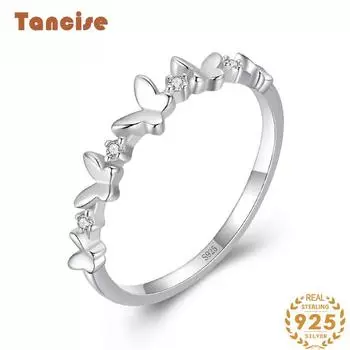 Tancise Classic стерлингового серебра 925 пробы кольцо с цирконом женские ювелирные изделия свадебное обещание вечерние подарок 5 серебряный