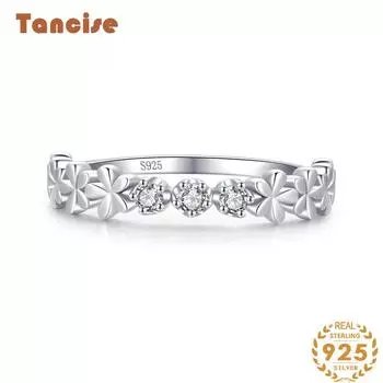 Tancise Classic стерлингового серебра 925 пробы кольцо с цирконом женские ювелирные изделия свадебное обещание вечерние подарок 5 серебряный