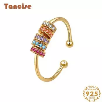 Tancise Classic стерлингового серебра 925 пробы кольцо с цирконом женские ювелирные изделия свадебное обещание вечерние подарок золотой