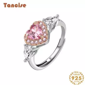 Tancise Classic стерлингового серебра 925 пробы кольцо с цирконом женские ювелирные изделия свадебное обещание вечерние подарок