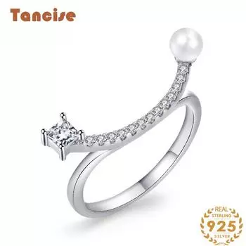 Tancise Classic стерлингового серебра 925 пробы кольцо с цирконом женские ювелирные изделия свадебное обещание вечерние подарок 5 серебряный
