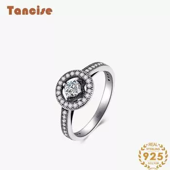 Tancise Classic стерлингового серебра 925 пробы кольцо с цирконом женские ювелирные изделия свадебное обещание вечерние подарок 6 серебряный