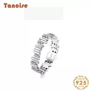 Tancise Classic стерлингового серебра 925 пробы кольцо с цирконом женские ювелирные изделия свадебное обещание вечерние подарок 5 серебряный