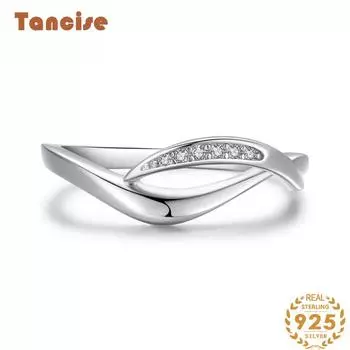 Tancise Classic стерлингового серебра 925 пробы кольцо с цирконом женские ювелирные изделия свадебное обещание вечерние подарок 5 серебряный