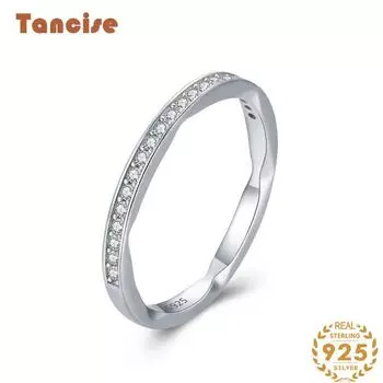 Tancise Classic стерлингового серебра 925 пробы кольцо с цирконом женские ювелирные изделия свадебное обещание вечерние подарок 5 серебряный