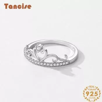 Tancise Classic стерлингового серебра 925 пробы кольцо с цирконом женские ювелирные изделия свадебное обещание вечерние подарок 5 серебряный