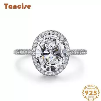 Tancise Classic стерлингового серебра 925 пробы кольцо с цирконом женские ювелирные изделия свадебное обещание вечерние подарок 5 серебряный