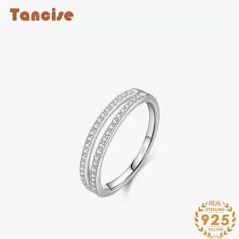 Tancise Classic стерлингового серебра 925 пробы кольцо с цирконом женские ювелирные изделия свадебное обещание вечерние подарок 6 серебряный