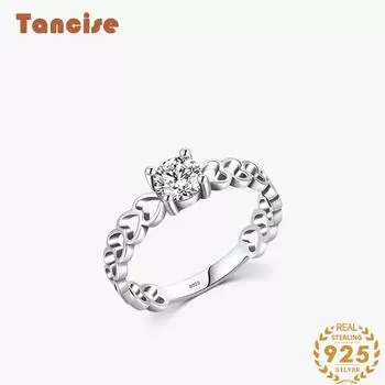 Tancise Classic стерлингового серебра 925 пробы кольцо с цирконом женские ювелирные изделия свадебное обещание вечерние подарок 5 серебряный