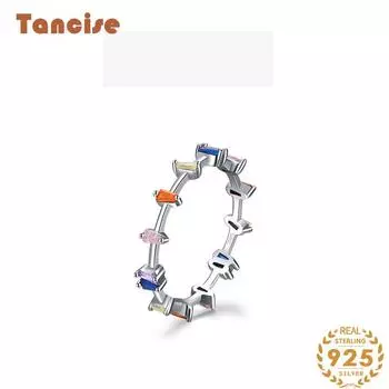 Tancise Classic стерлингового серебра 925 пробы кольцо с цирконом женские ювелирные изделия свадебное обещание вечерние подарок 5 серебряный