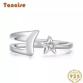 Tancise Classic стерлингового серебра 925 пробы кольцо с цирконом женские ювелирные изделия свадебное обещание вечерние подарок open