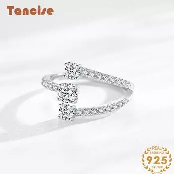 Tancise Classic стерлингового серебра 925 пробы кольцо с цирконом женские ювелирные изделия свадебное обещание вечерние подарок 5 серебряный