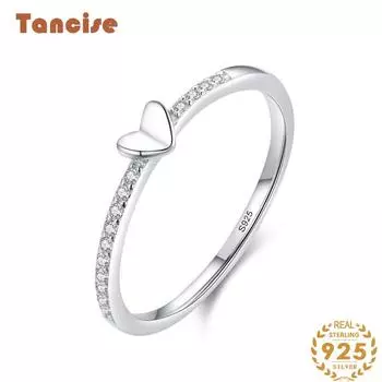 Tancise Classic стерлингового серебра 925 пробы кольцо с цирконом женские ювелирные изделия свадебное обещание вечерние подарок 5 серебряный