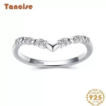 Tancise Classic стерлингового серебра 925 пробы кольцо с цирконом женские ювелирные изделия свадебное обещание вечерние подарок 5 серебряный